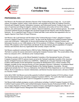 CV for Neil Broom Expert Witness in Computer Forensics Investigations in Orlando Florida